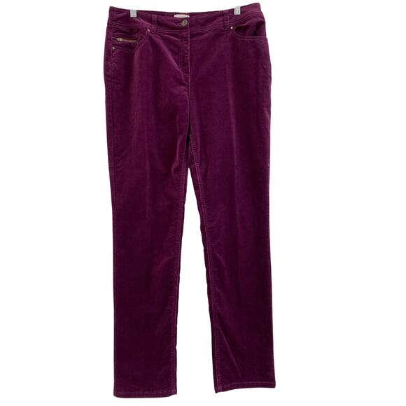 Chicos Merlot Corduroy Straight Leg Pant Sz 8 Chicos 1 Casual Girl Boss Normcore - Picture 2 of 11